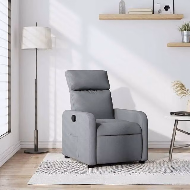 Divano Sedia-Poltrona Reclinabile in Tessuto Grigio Chiaro 246224