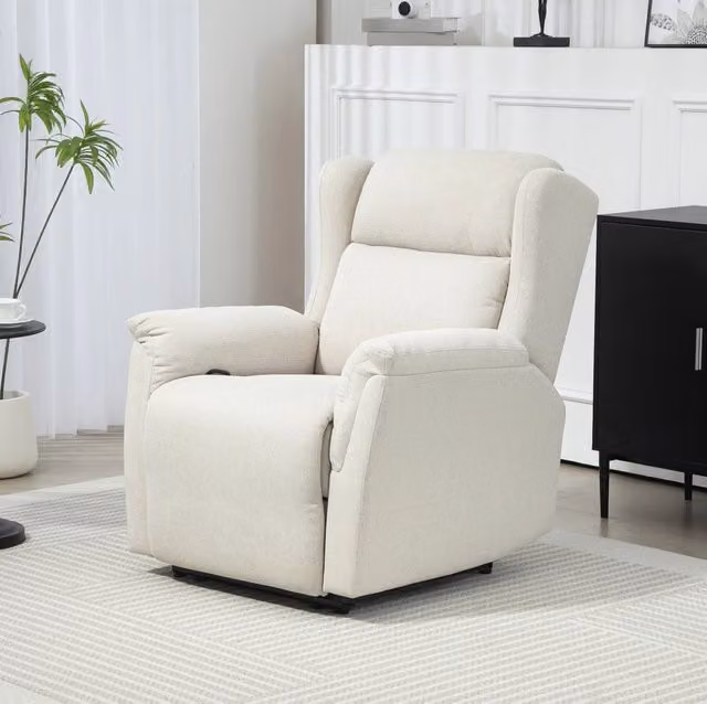 Poltrona reclinabile ULEVR beige 80x94x101 cm, schienale inclinabile fino a 160¡ã e poggiapiedi estraibile