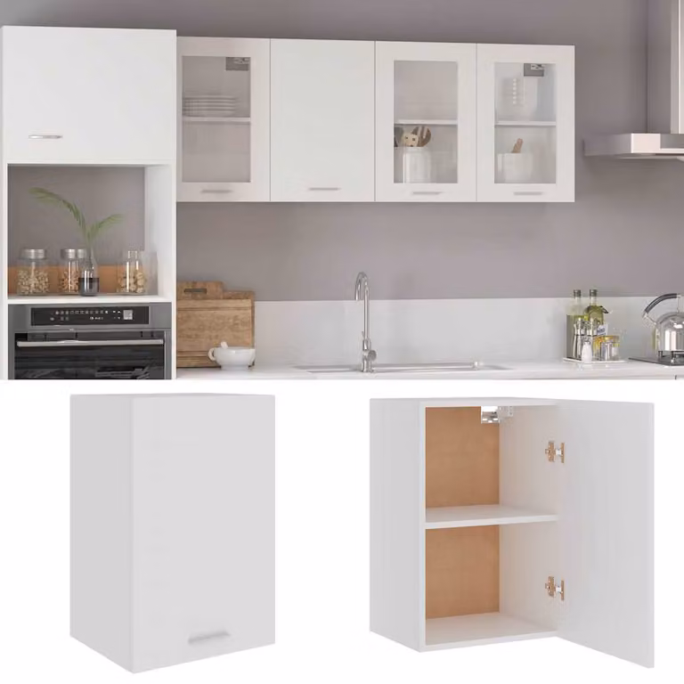 Pensile da cucina moderno vidaXL bianco con ante a battente e ripiani interni L/P/H: 39,5 x 31 x 60 cm
