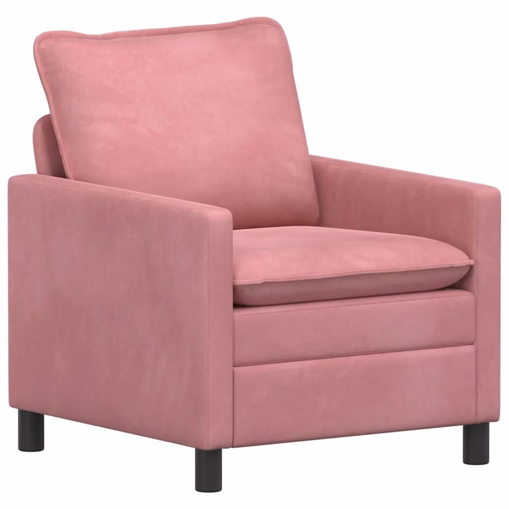 Divano moderno vidaXL in velluto rosa e nero L: 76 cm, P: 81 cm, H: 87,5 cm – 2