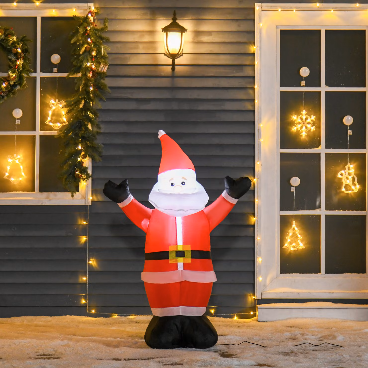 Decorazione Natalizia Gonfiabile Babbo Natale con Luci LED HOMCOM, Colore Rosso, Altezza: 120 cm – 2