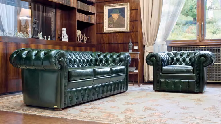 Sofagarnitur 3+1 Chesterfield Polster Sofa Sitz Garnitur Klassische Couch Leder