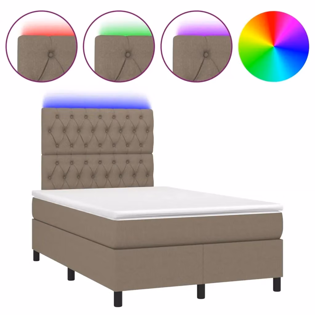 Letto Ibrido con Materasso e Illuminazione LED vidaXL, Colore Beige, L/P: 120 x 200 cm – 2