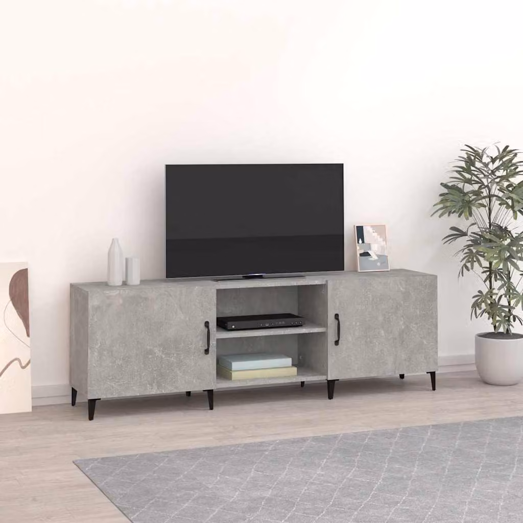 vidaXL Mobile Porta TV Grigio Cemento in Legno e Metallo L: 150 cm, P: 30 cm, H: 50 cm