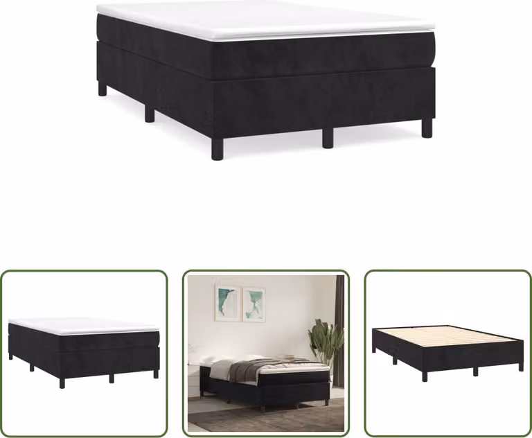 The Living Store Letto a molle con materasso nero 120x190 cm in velluto