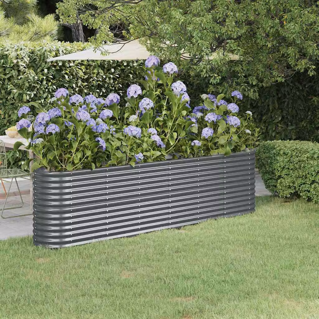 Letto da giardino rialzato vidaXL in acciaio zincato color antracite L: 260 cm, P: 40 cm, H: 68 cm