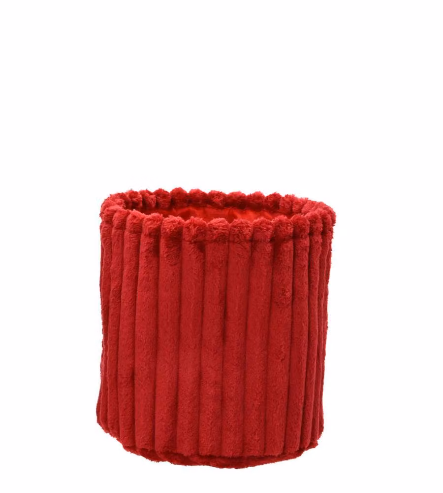 Cesta rotonda in pelliccia artificiale rossa 25x25 cm per interni
