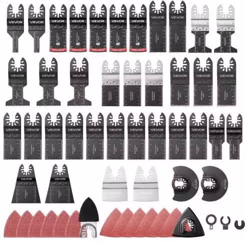 VEVOR Kit da 160 Pezzi per Utensile Oscillante e Levigatura con 36 Lame Universali, Raschietti, 2 Piattelli e 120 Fogli Abrasivi per Metallo e Legno