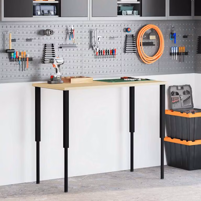 Set di 2 telai per banco da lavoro vidaXL in metallo nero opaco, L/P/H: 55 x 69-95,5 cm