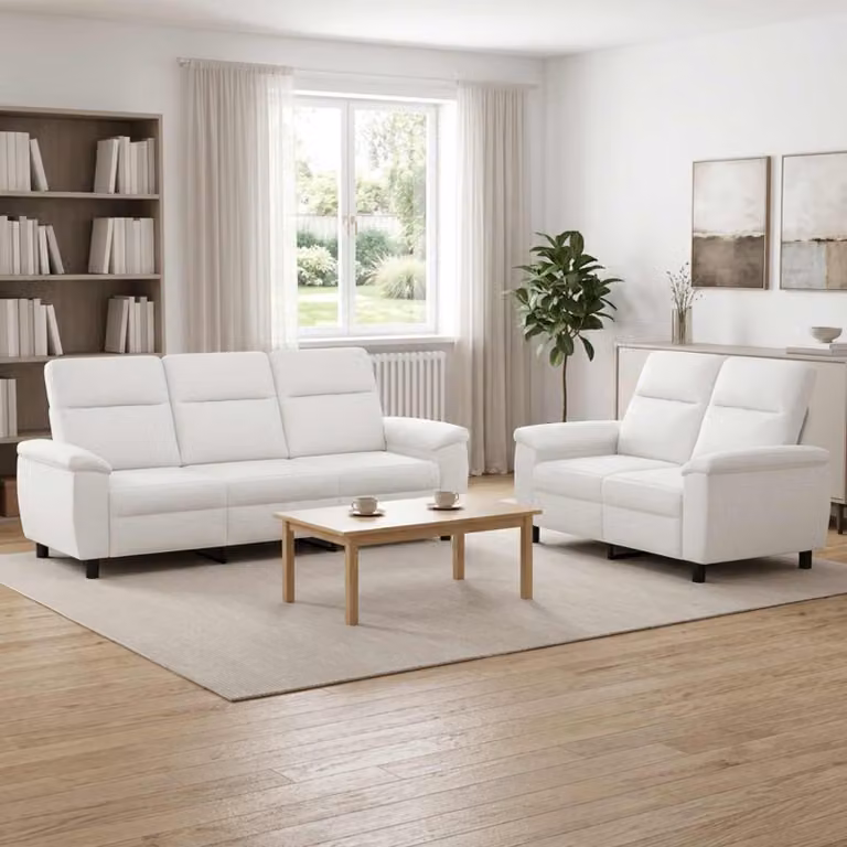 Set di 2 divani moderni vidaXL in tessuto bianco con struttura in metallo per il tuo soggiorno