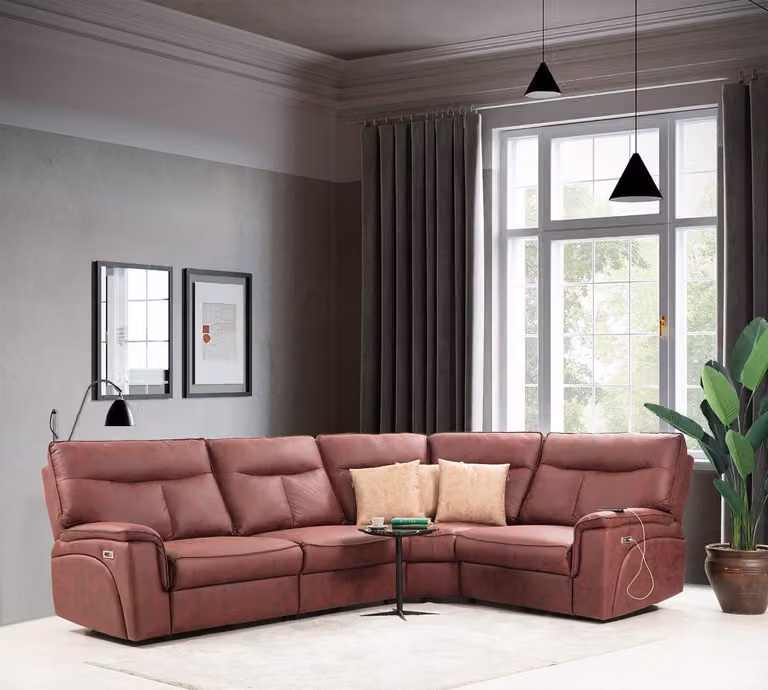 Luxus Ecksofa Rot Sofa Couch L-Form Modern Polstermöbel Designer Wohnzimmer