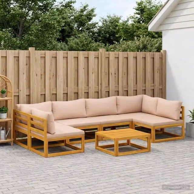 Set di divani 7 pz Naturale Legno di Acacia Massello 3417298