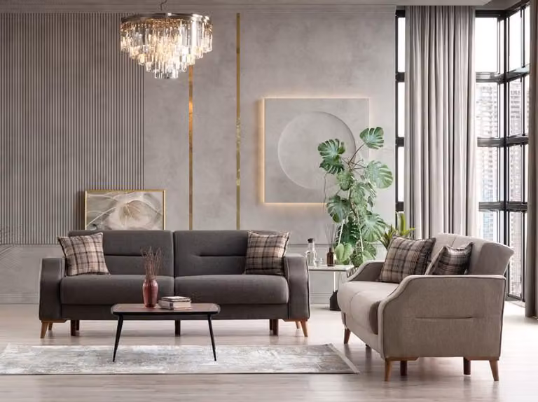 Komfortable Sofagarnitur 3+3 Sitzer Stilvolles Design für entspanntes Wohnen