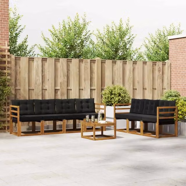 Set di divani da esterno 8 pz Naturale e Nero 3368463