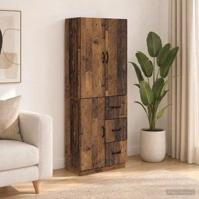 Set di 2 armadi moderni vidaXL in legno e MDF colore marrone con ante a battente e ripiani interni