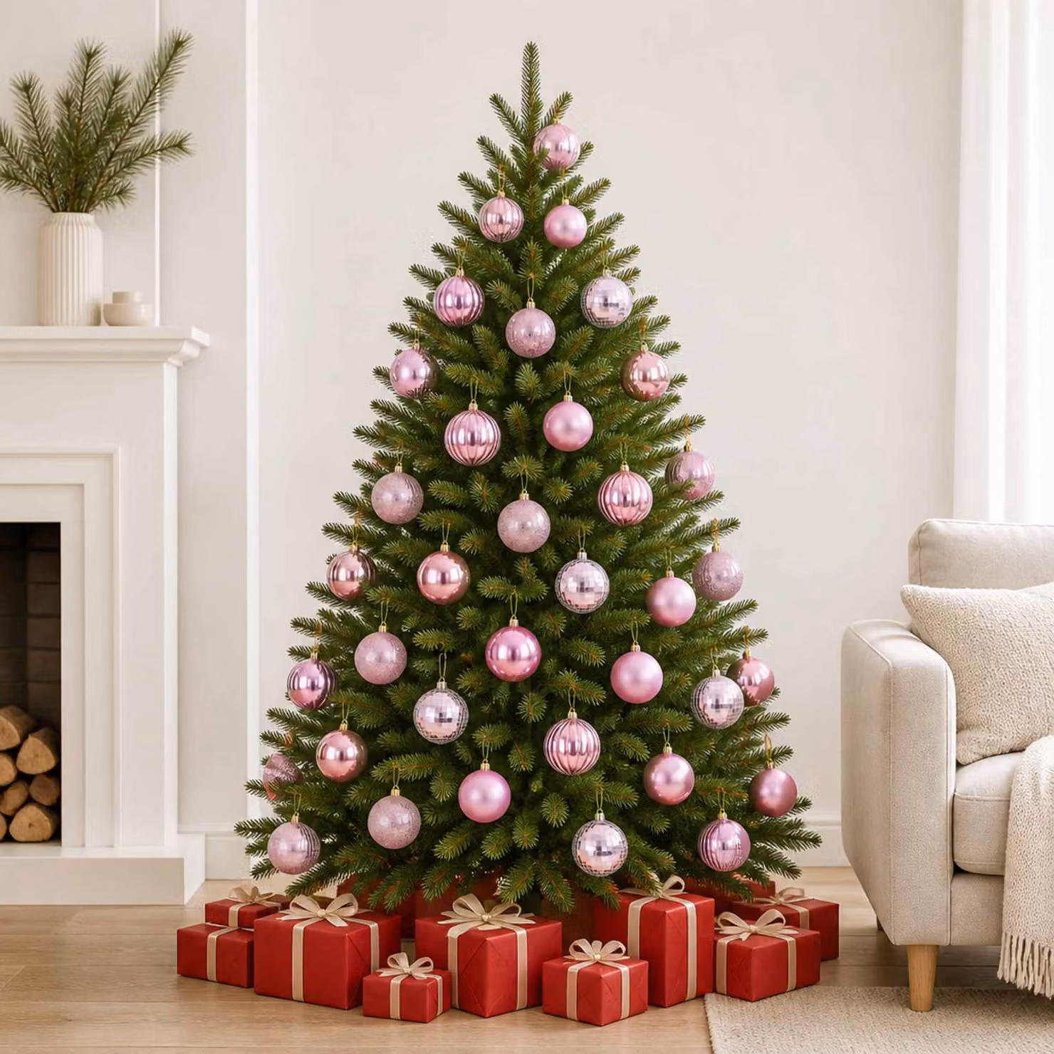 vidaXL Set di Palline di Natale 50 pz Rosa 8 cm Polistirolo