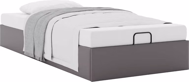 Struttura Letto Pouf senza Materasso Grigio 90x190cm Pelle finta