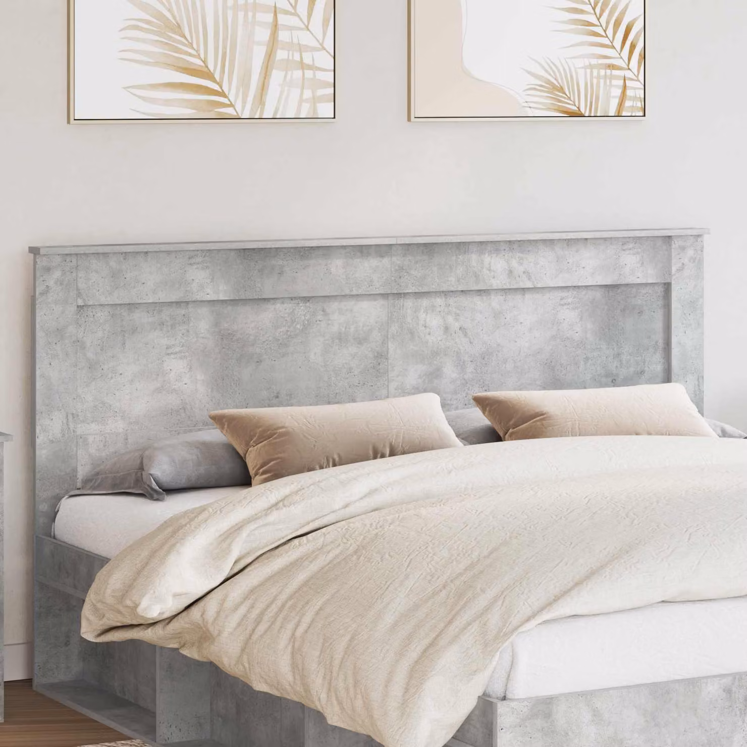Testiera per letto moderna vidaXL in legno ingegnerizzato, colore grigio cemento