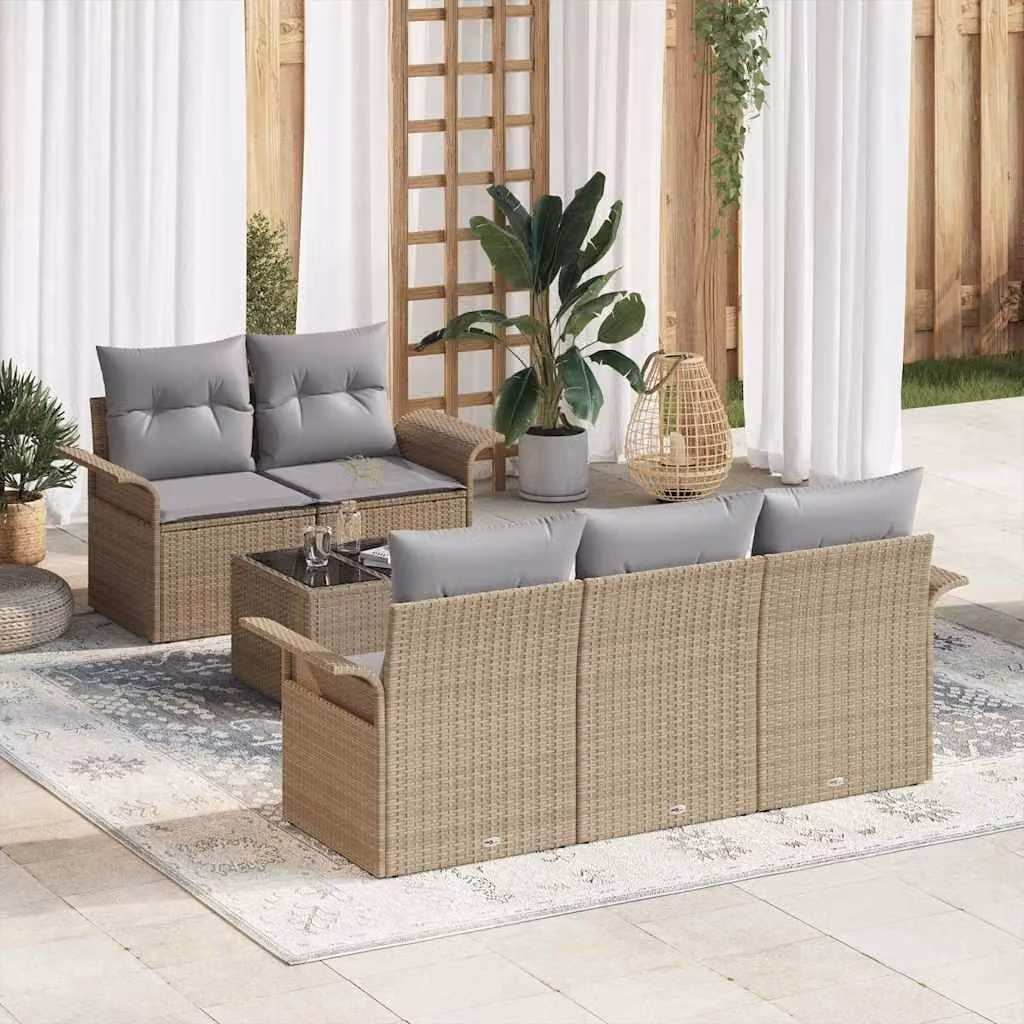 Maison Exclusive - Set di divani con cuscino 6 pcs Beige polyrattan