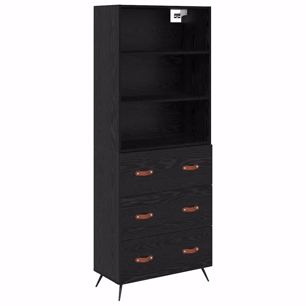 Credenza moderna vidaXL in legno MDF nero L: 69,5 cm, P: 34 cm, H: 180 cm – 2