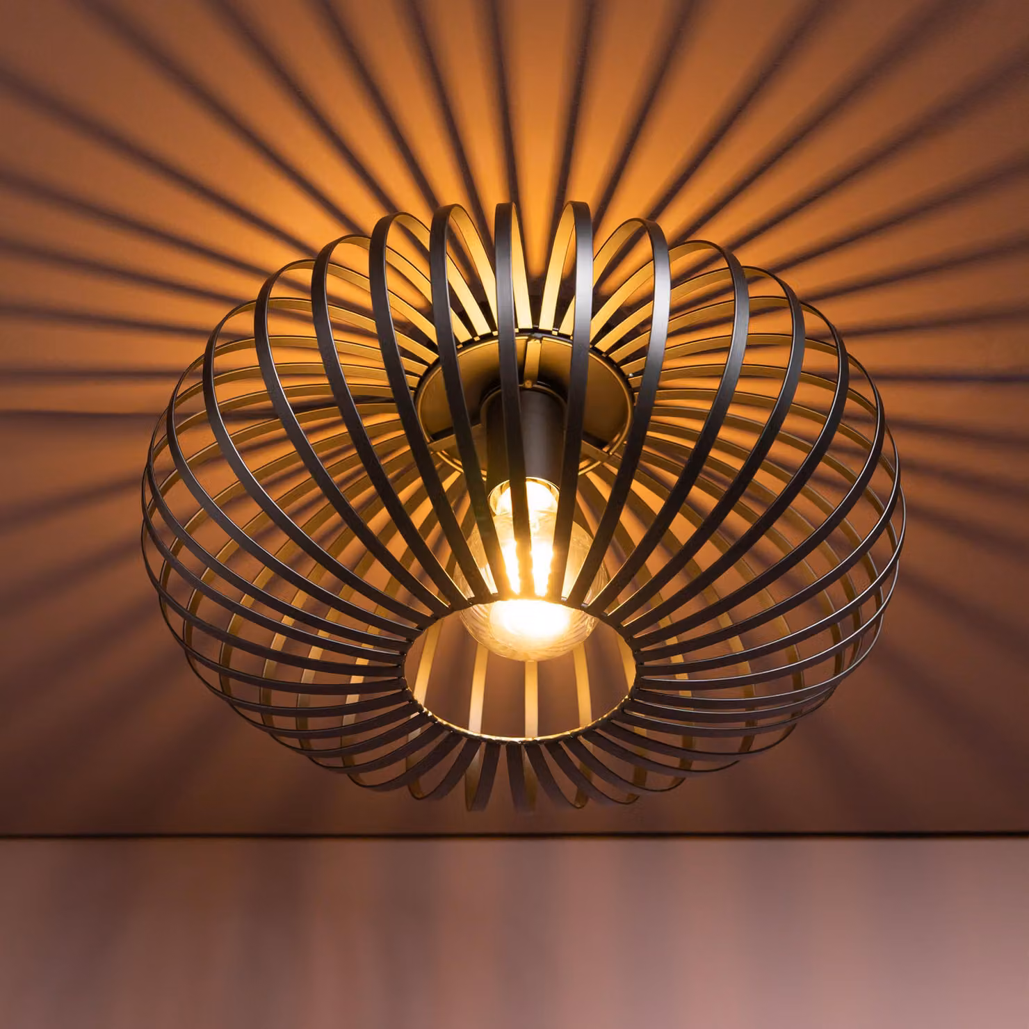 Lampada a soffitto, stile retrò, colore nero, diametro di circa 40 cm