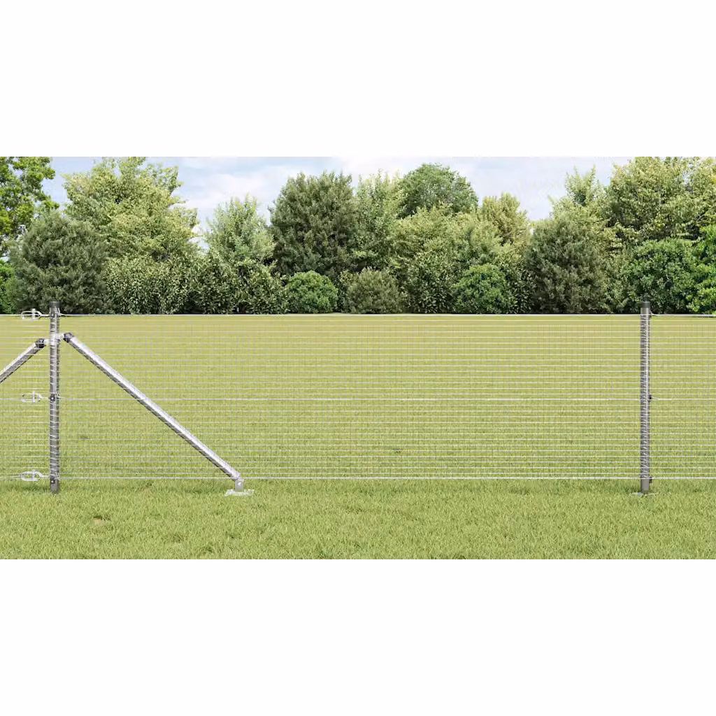 vidaXL Recinzione in rete saldata con punte in acciaio galvanizzato e plastica, Argento, L: 100 cm, H: 50 cm – 1