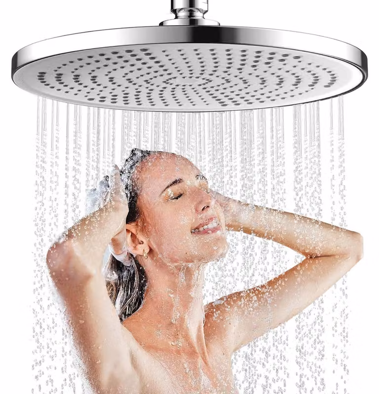Doccia a soffione da incasso, 25 cm, argento, regolabile a 360°, alta pressione, a risparmio idrico