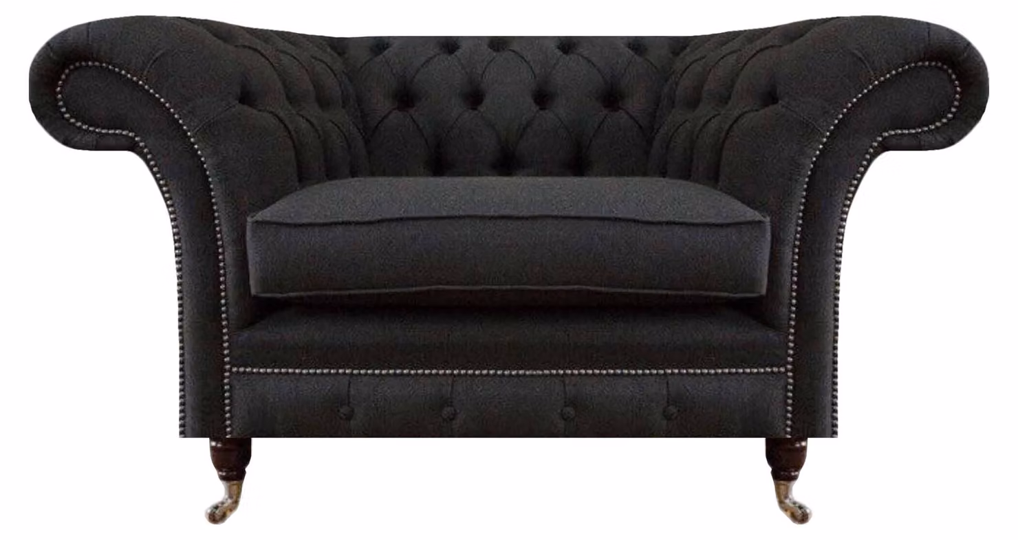 Luxuriöser Schwarzer Chesterfield Einsitzer Wohnzimmer Polster Sessel