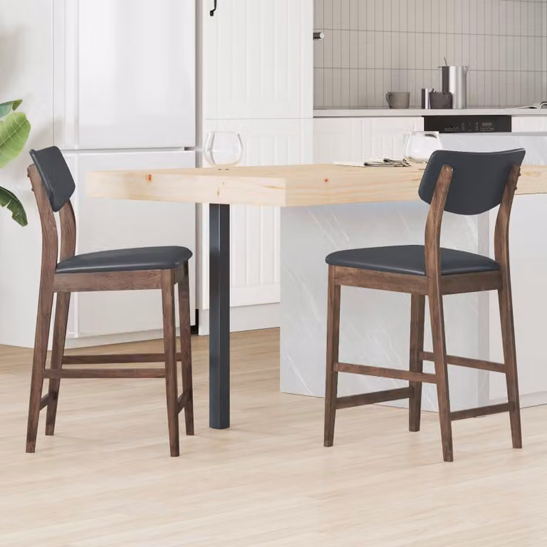 Set di 2 sedie da pranzo vidaXL in legno di gomma marrone chiaro L/P/H: 48 x 49 x 95 cm