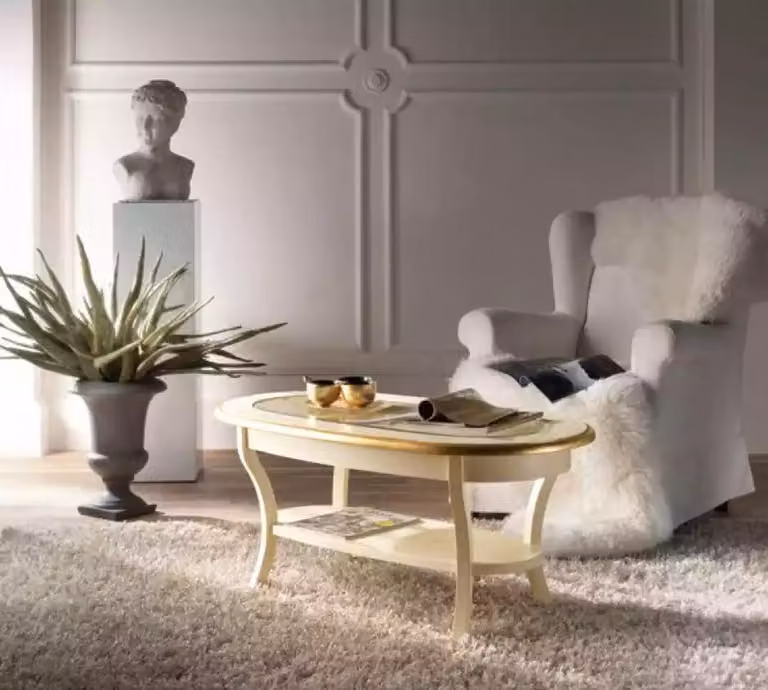 Klassischer Luxus Designer Couchtisch Wohnzimmer Holz Möbel Beige