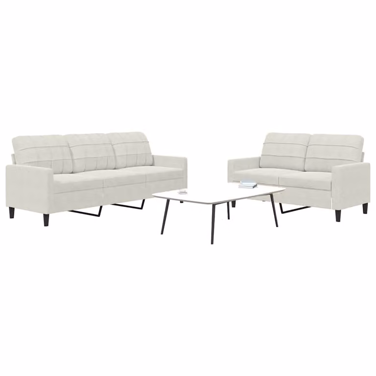 vidaXL Set di 2 Divani Moderni in Velluto Beige con Cuscini e Struttura in Metallo