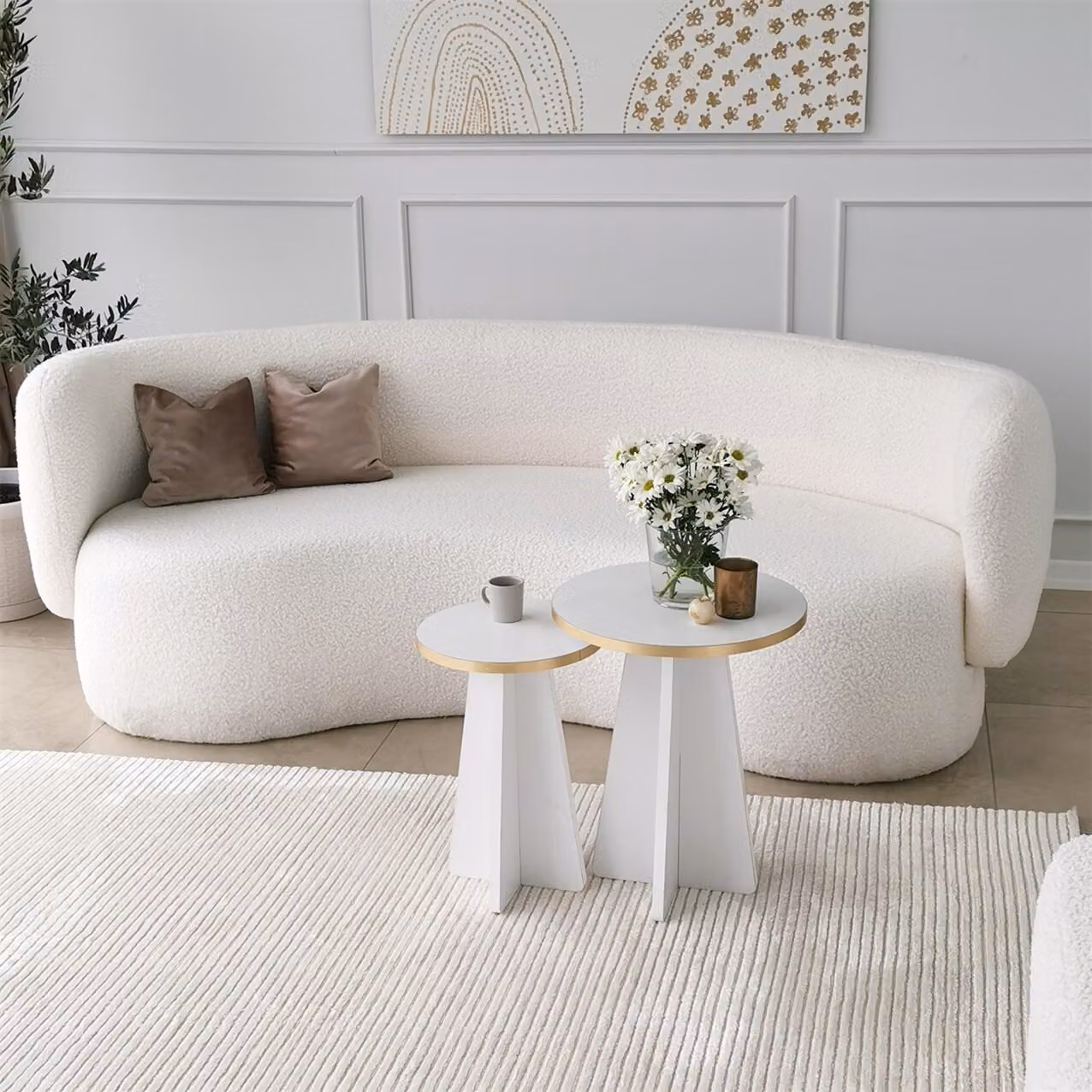 Skye Decor, Fungo 2 - Oro, Bianco, Set di tavolini, 100 % PANNELLI RIVESTITI IN MELAMINA, Oro, 40 x 40 x 50 cm
