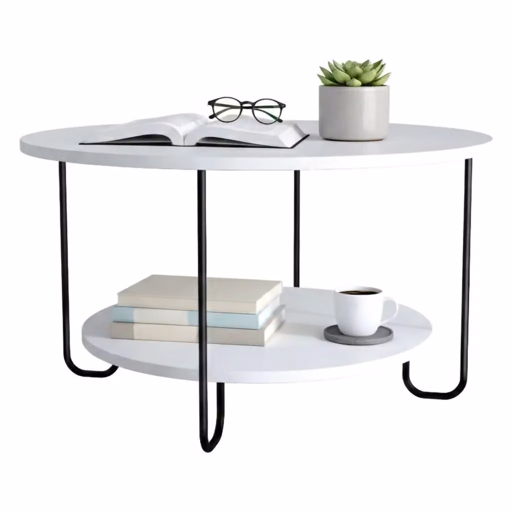Tavolino da salotto rotondo DMORA Bianco L: 80 cm, P: 80 cm, H: 45 cm – 2