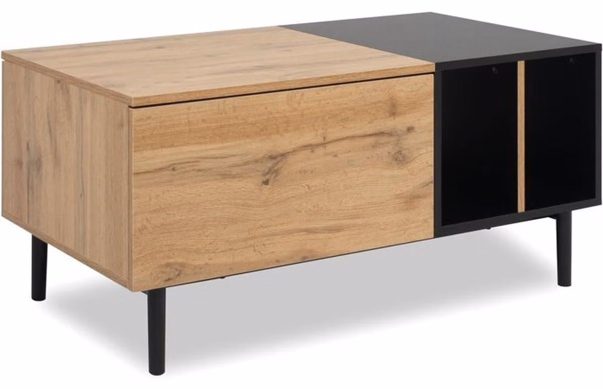 Tavolino - LONA - Rettangolare - Chene artisan / Nero - 100 x 46,5 x 55 cm