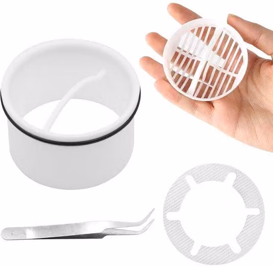 Set per il fondo doccia, bianco, 2 pezzi, griglia raccogli capelli, plastica