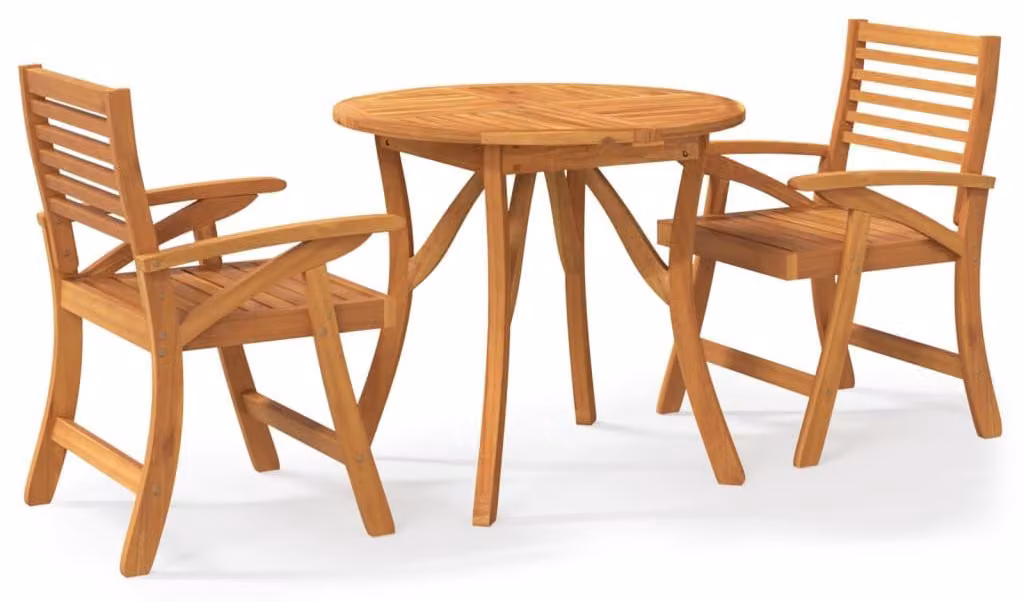 set da pranzo da giardino 3 pezzi in legno massiccio di acacia