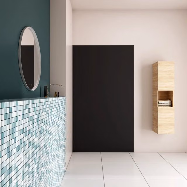 Pannello Doccia Aica Italy in Alluminio con Profili Nero Opaco, L: 120 cm, H: 210 cm