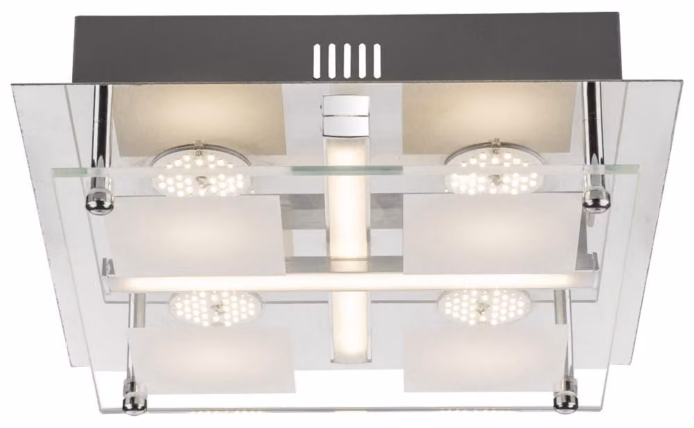 Lampada da soffitto a LED, cromo, vetro, L 24 cm