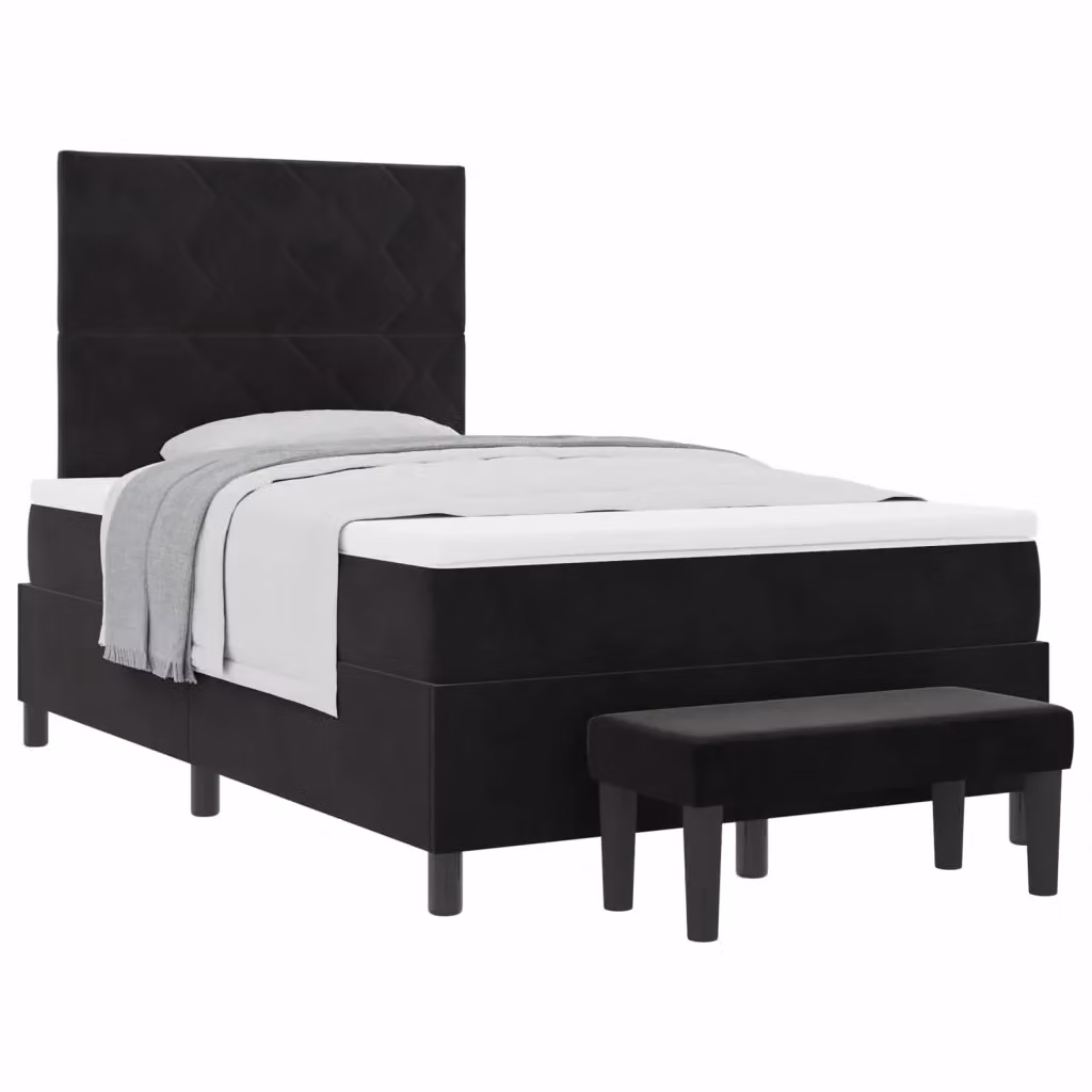 Letto moderno con testiera in velluto nero vidaXL L: 120 cm, P: 128 cm, H: 190 cm – 2