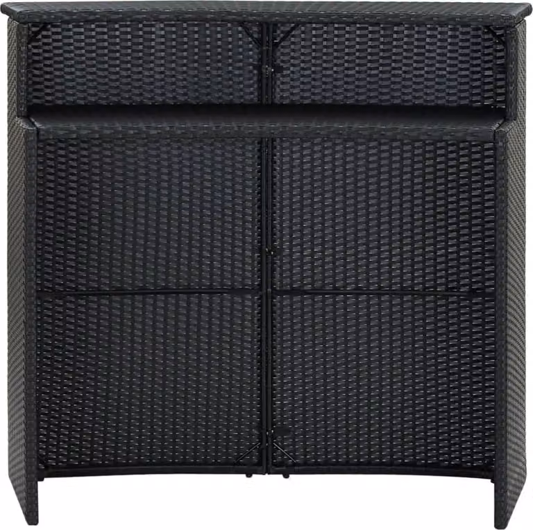 Tavolo da Bar per Esterni Nero 120x55x110 cm in Polyrattan