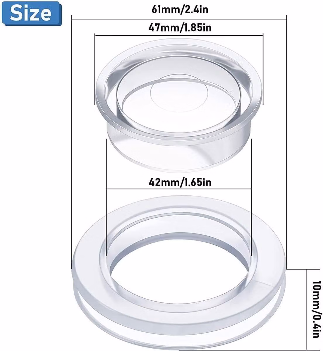 Set di 3 anelli e tappi per ombrelli, adatti a ombrelli standard, accessori resistenti e trasparenti per l'uso esterno