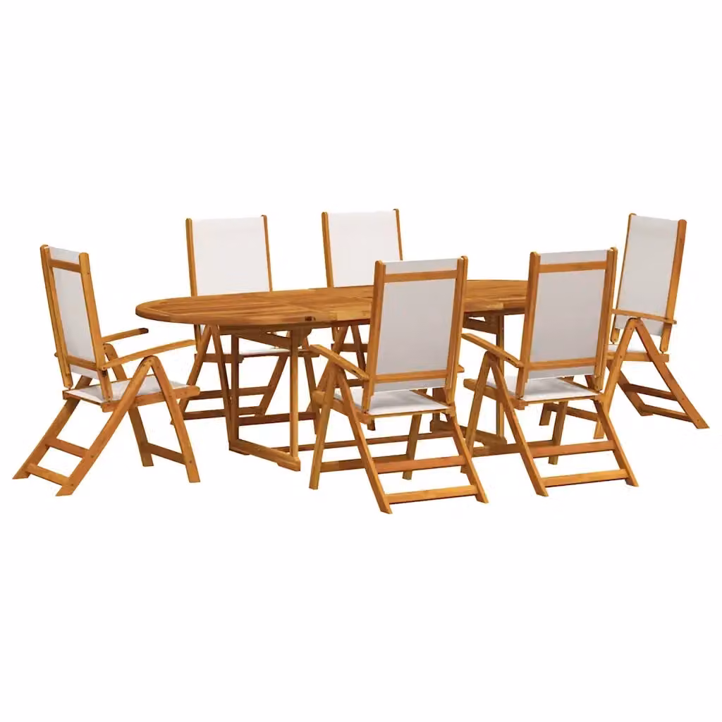 Set Pranzo da Giardino vidaXL in Legno di Acacia e Textilene, 9 Pezzi, Marrone e Grigio – 2