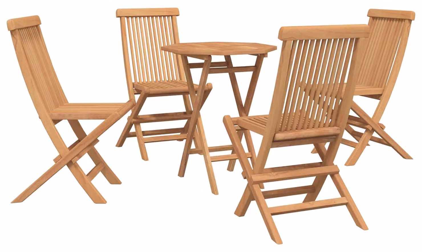 Set da giardino, 5 pezzi, legno massello di teak, colore marrone
