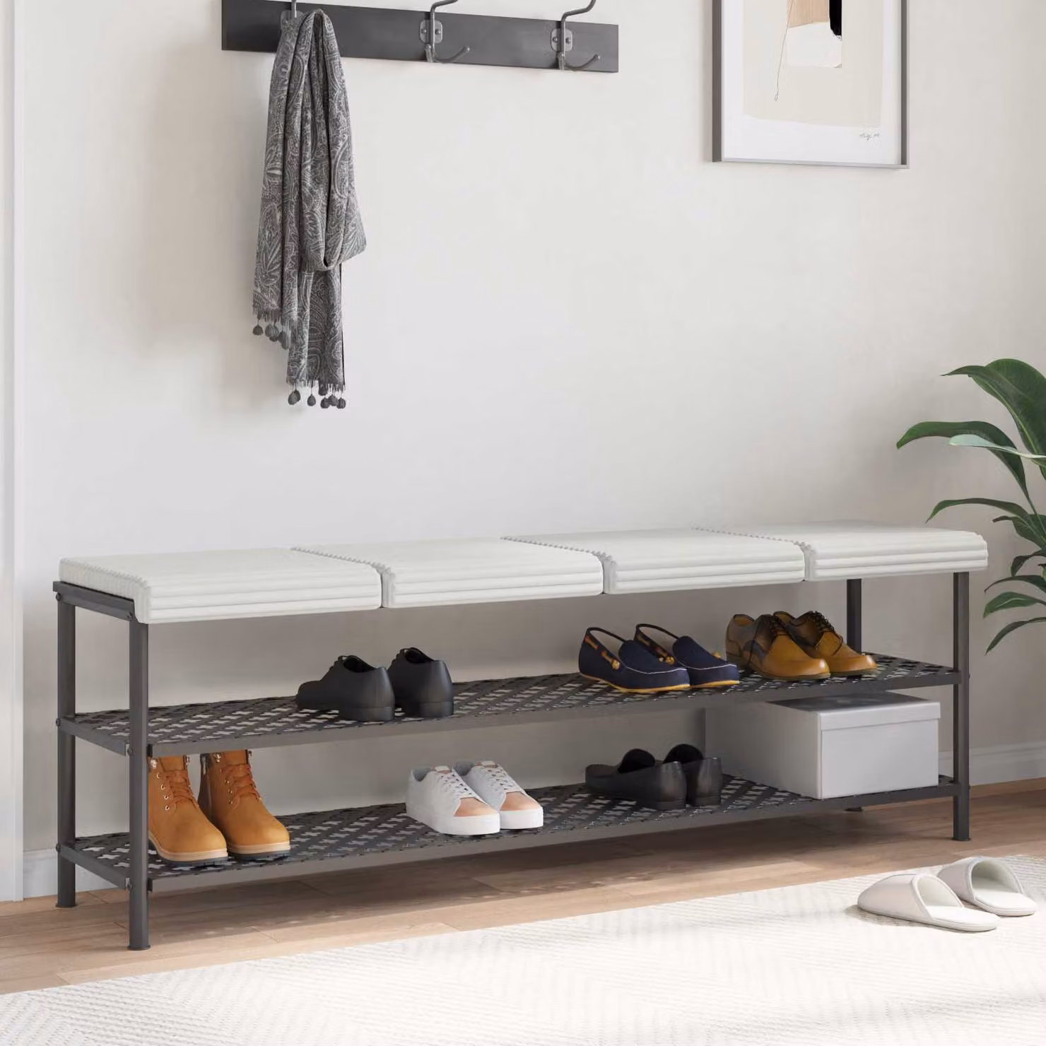 Set di 4 cuscini per panchina vidaXL in velluto a coste beige, morbidi e antiscivolo