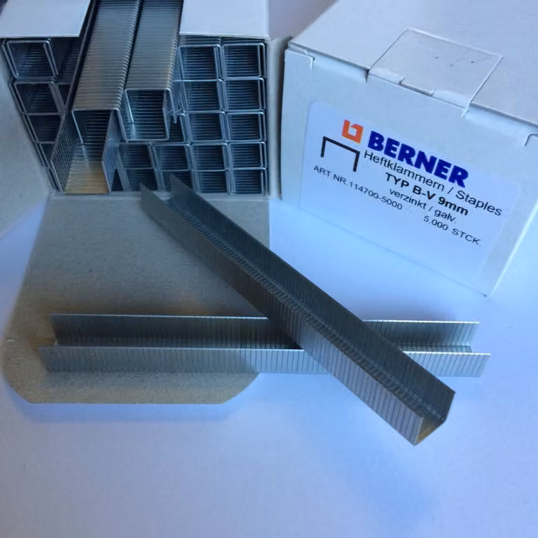 Graffe tipo B-V 9 mm Berner, confezione / 5000 pezzi, naturale