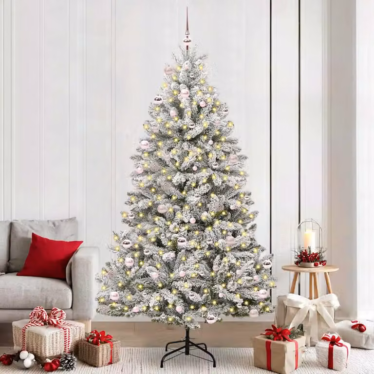 Albero di Natale artificiale vidaXL verde e bianco con 300 LED bianco caldo