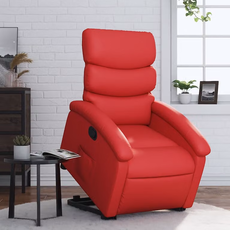 Poltrona Alzapersona Reclinabile vidaXL con Assistenza Elettrica, Rivestimento in Similpelle Rossa e Imbottitura in Schiuma