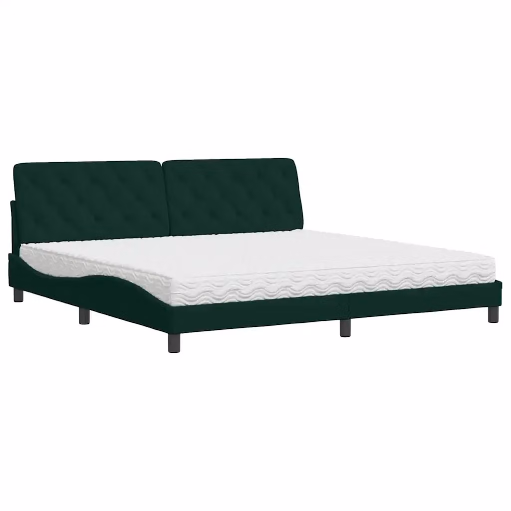 Letto moderno vidaXL in velluto verde scuro con materasso in schiuma L/P/H: 200 x 200 x 74,5 cm – 2