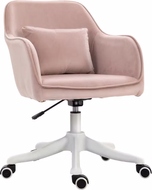 Sedia da Ufficio Ergonomica XYLO in Velluto Rosa con Massaggio e Girevole a 360 Gradi