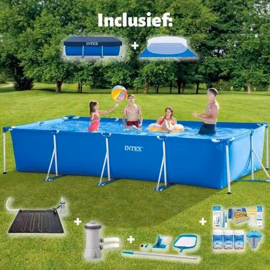 Piscina rettangolare - Piscina gonfiabile - Set completo - Blu - 450 x 220 x 84 cm - Include pompa e accessori
